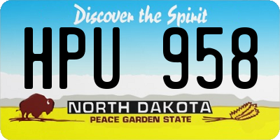 ND license plate HPU958