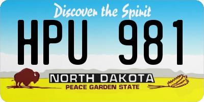 ND license plate HPU981