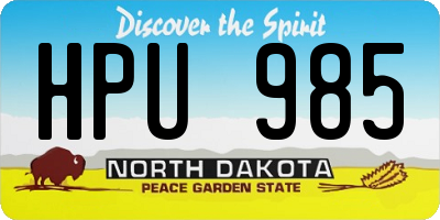ND license plate HPU985