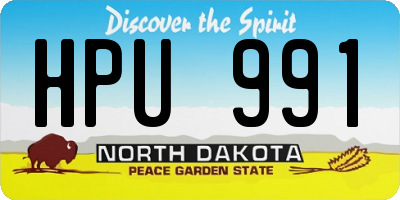 ND license plate HPU991