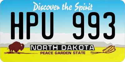 ND license plate HPU993