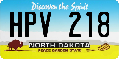ND license plate HPV218