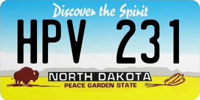 ND license plate HPV231