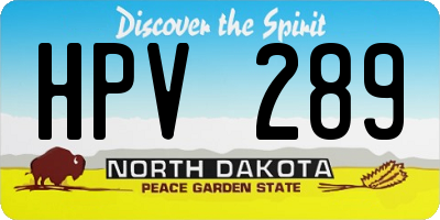 ND license plate HPV289