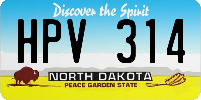 ND license plate HPV314