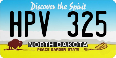 ND license plate HPV325