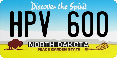 ND license plate HPV600