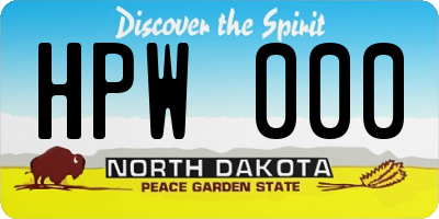 ND license plate HPW000