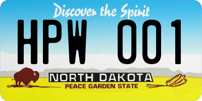 ND license plate HPW001