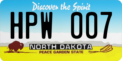 ND license plate HPW007