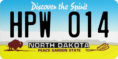 ND license plate HPW014