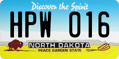ND license plate HPW016