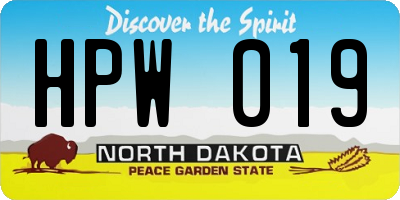 ND license plate HPW019