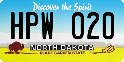 ND license plate HPW020
