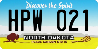 ND license plate HPW021