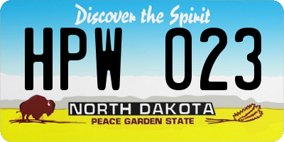 ND license plate HPW023