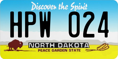ND license plate HPW024