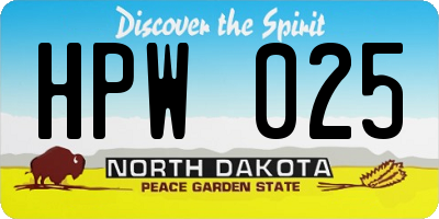ND license plate HPW025