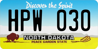 ND license plate HPW030