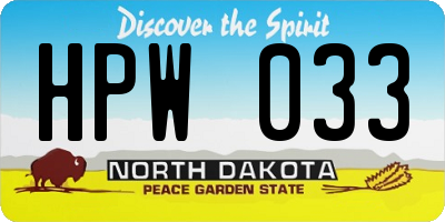 ND license plate HPW033