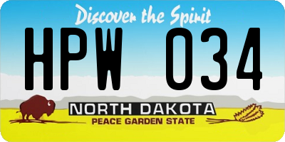 ND license plate HPW034