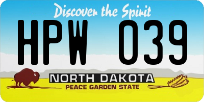 ND license plate HPW039