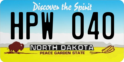 ND license plate HPW040