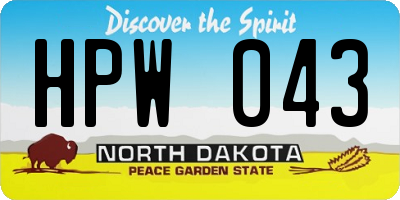 ND license plate HPW043
