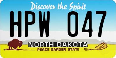 ND license plate HPW047