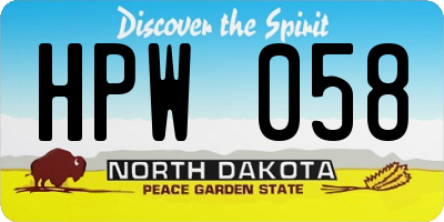 ND license plate HPW058