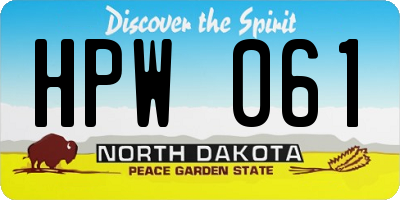 ND license plate HPW061