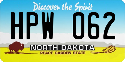 ND license plate HPW062