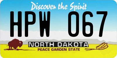 ND license plate HPW067