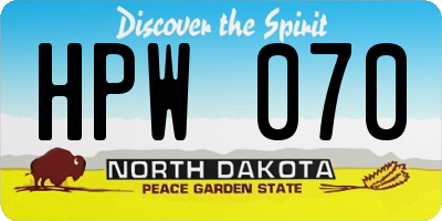 ND license plate HPW070