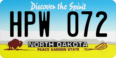ND license plate HPW072