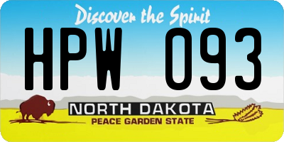 ND license plate HPW093