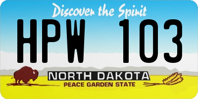 ND license plate HPW103