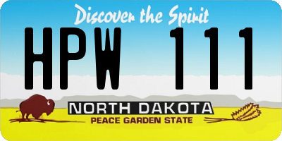ND license plate HPW111