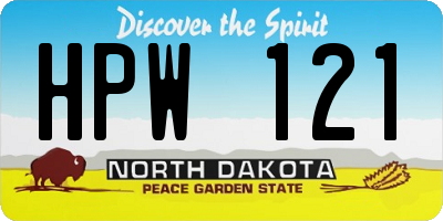 ND license plate HPW121