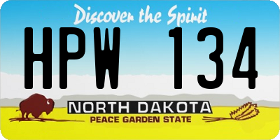 ND license plate HPW134