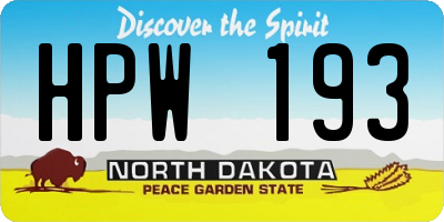 ND license plate HPW193