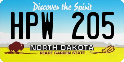 ND license plate HPW205