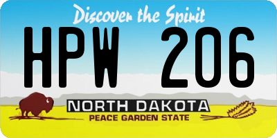 ND license plate HPW206