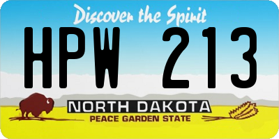 ND license plate HPW213
