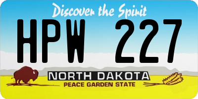 ND license plate HPW227