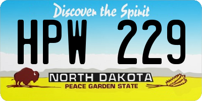 ND license plate HPW229