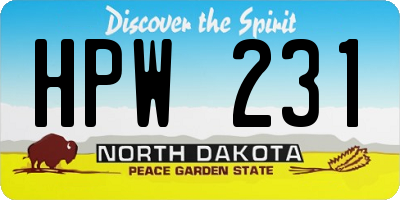 ND license plate HPW231