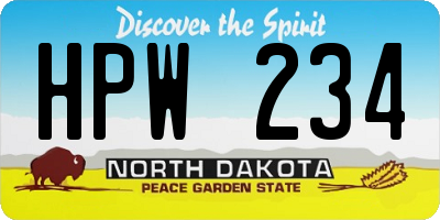 ND license plate HPW234