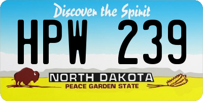 ND license plate HPW239
