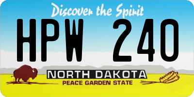 ND license plate HPW240